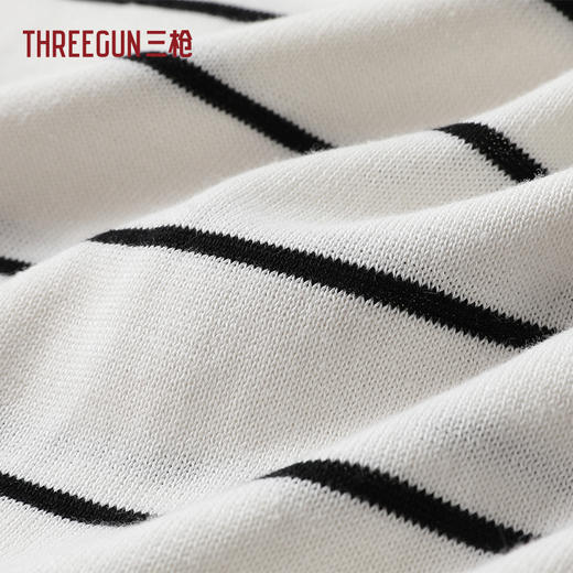 Threegun三枪 彩条莱赛尔圆领女衫-T20199A01 商品图6