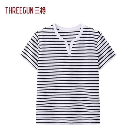 Threegun三枪 彩条冰泉棉短袖女衫-T20186A01 商品图2