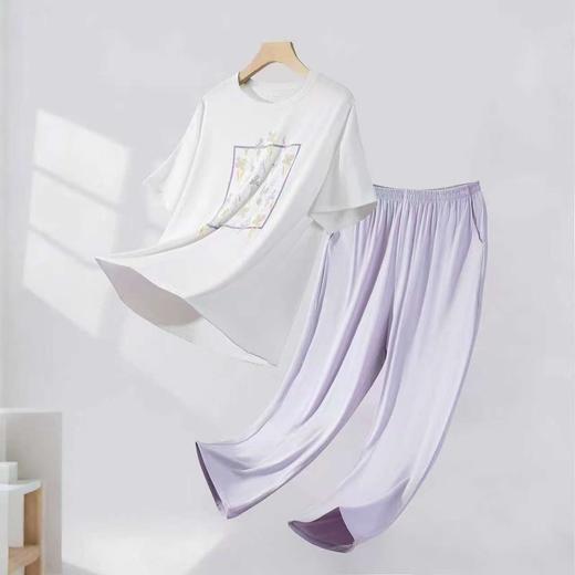 LS竹纤维女士时尚清新半袖八分裤休闲套2711 商品图2