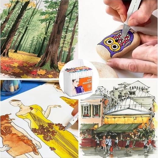 【超高品质】美国高端品牌 Wakoud 60色双头艺术马克笔 带便携盒 绘画/着色 书籍绘画 卡片制作  2026年新款 商品图5
