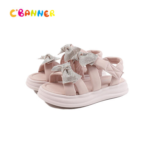 千百度2026夏季童鞋仿水晶贴钻蝴蝶结牢固镶嵌休闲凉鞋A26362017 商品图4