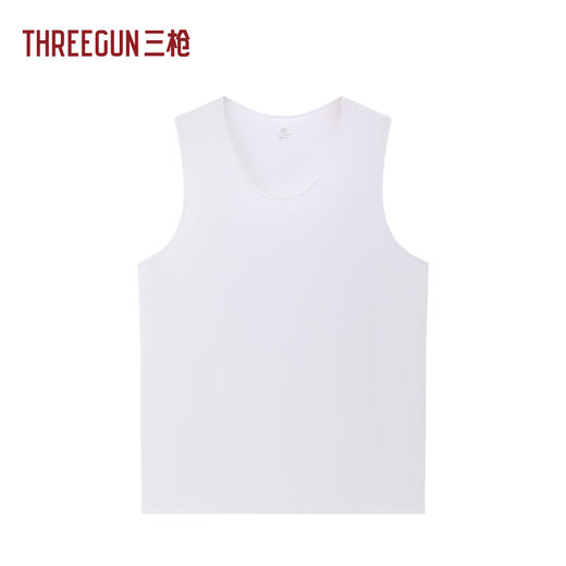 Threegun三枪 蚕丝木代尔罗纹U领男背心-T30071A02 商品图0