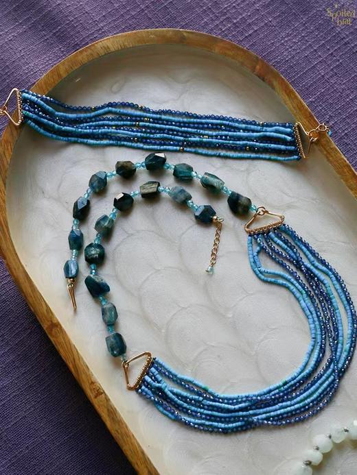 SpoiledBrat Jewelry 蓝晶石 海蓝宝 绿松石多层次重工精致项链 商品图4