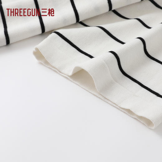 Threegun三枪 彩条莱赛尔圆领女衫-T20199A01 商品图5