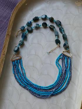 SpoiledBrat Jewelry 蓝晶石 海蓝宝 绿松石多层次重工精致项链