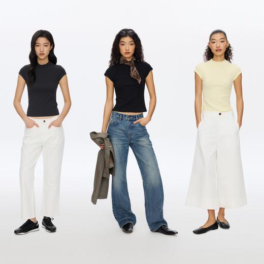 Oneup强捻小高领小飞袖T恤 商品图4