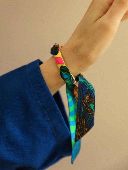 订购8周到｜AN-NEE-Bim émail rose-幻境霓彩 2cm 丝巾手镯［法国设计师］ 商品图1