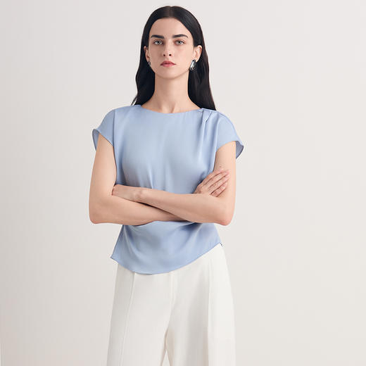 EITIE爱特爱2026夏季新款圆领通勤优雅温柔收腰小上衣8613307 商品图2