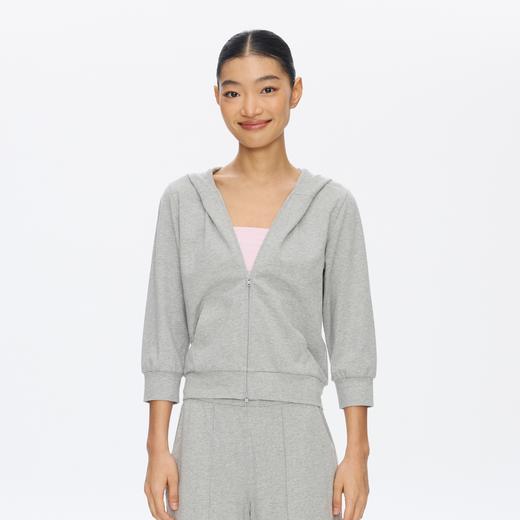 Oneup七分袖拉链连帽薄卫衣 商品图0