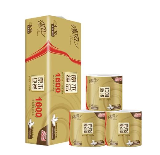 清风金装原木纯品4层卷筒卫生纸160g*10卷 商品图0