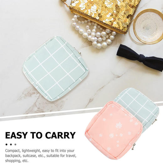 美国 布艺零钱包 卫生巾收纳包 化妆品收纳轻巧便携 商品图0