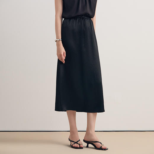 EITIE爱特爱醋纤休闲通勤显瘦a字高腰百搭半身裙2026夏季新款8606304 商品图3