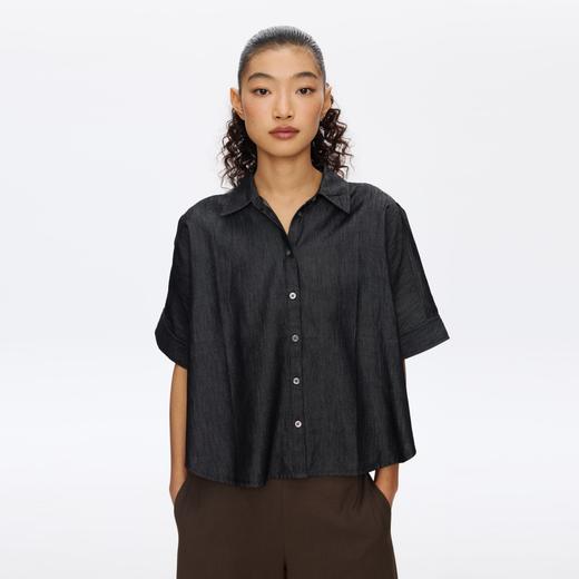 Oneup天丝超薄牛仔短袖衬衫 商品图1