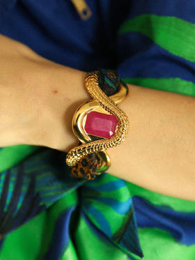 订购8周到｜AN-NEE-Caïman avec Agate rose-幻境霓彩 4cm 丝巾手镯［法国设计师］