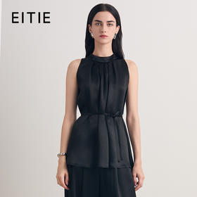 EITIE爱特爱优雅精致缎面百搭系带收腰显瘦无袖上衣2026夏新款8613303
