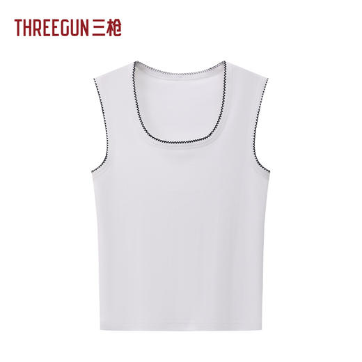Threegun三枪 舒肤罗纹棉曲芽边女背心-T30072A01 商品图1