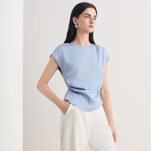 EITIE爱特爱2026夏季新款圆领通勤优雅温柔收腰小上衣8613307 商品图5