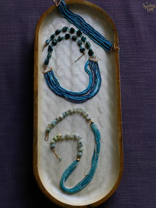 SpoiledBrat Jewelry 蓝晶石 海蓝宝 绿松石多层次重工精致项链 商品图6