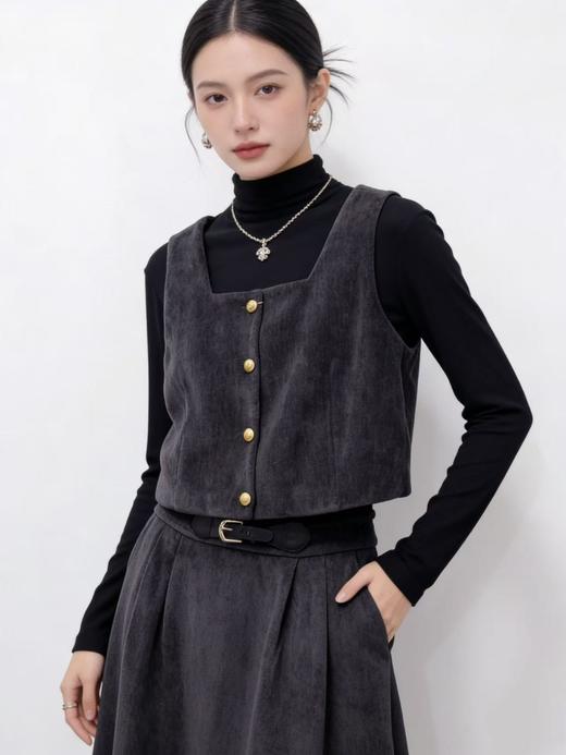 418良粉节|2026 活动爆款 活动爆款～【自营】衣周期～（三件套）Q78雪尼尔马甲➕半高领打底衫➕半身裙套装-喜出 商品图1