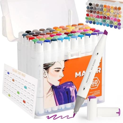【超高品质】美国高端品牌 Wakoud 60色双头艺术马克笔 带便携盒 绘画/着色 书籍绘画 卡片制作  2026年新款 商品图0