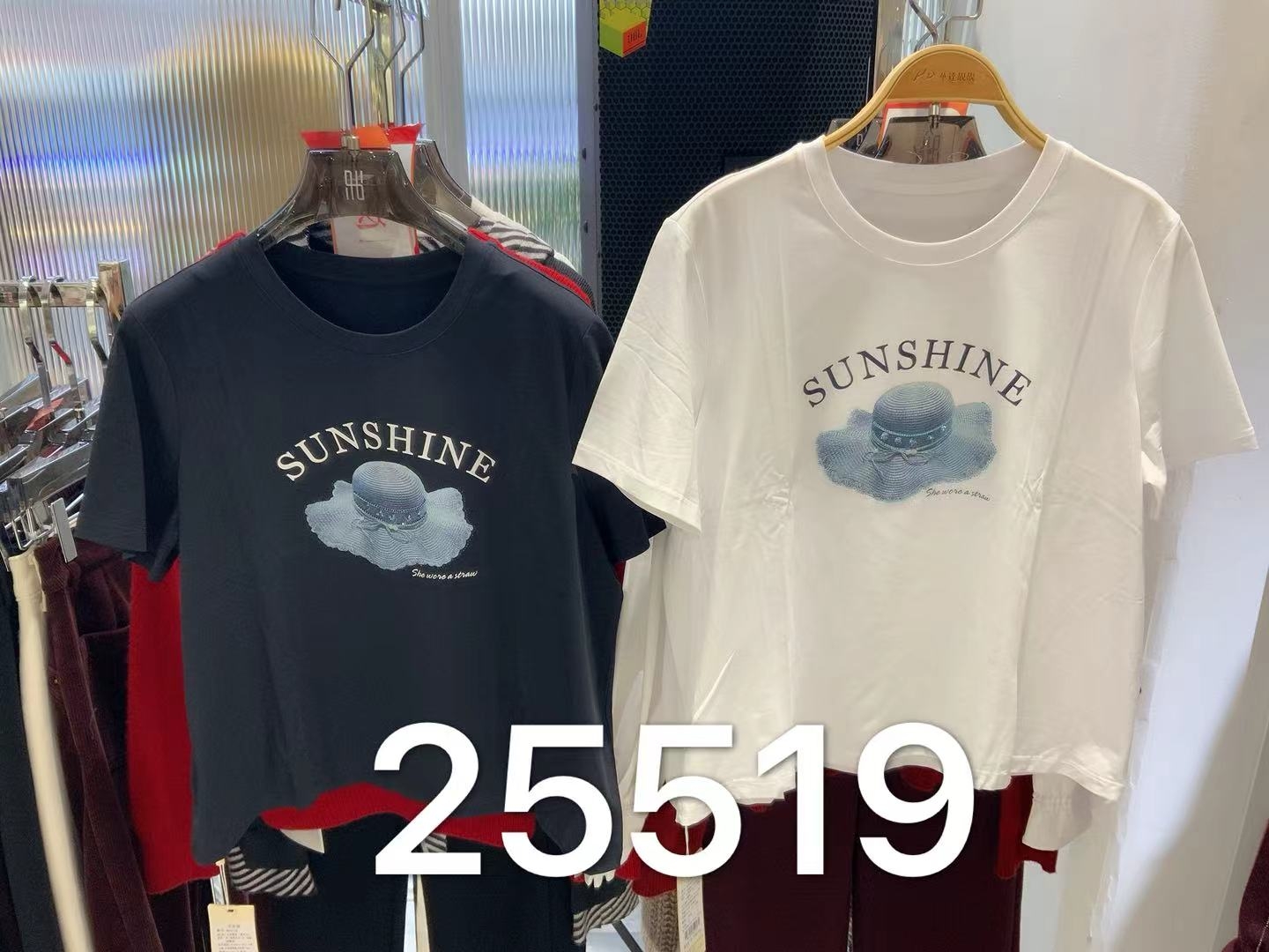 女装26春夏新品圆领闪片帽子短袖2223-M25519