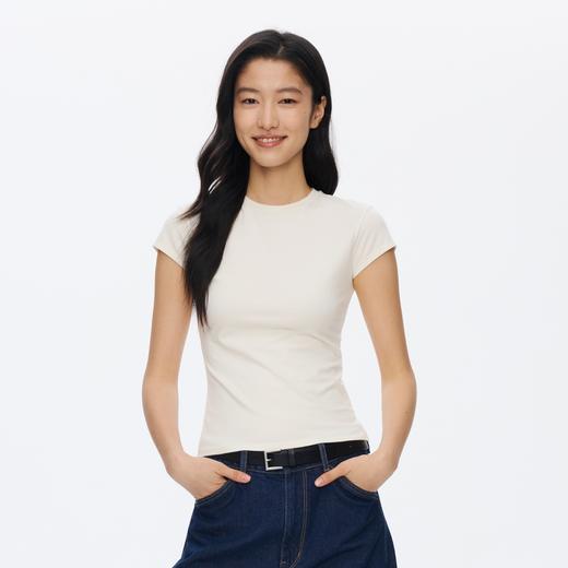 Oneup修身圆领短袖飞袖T恤 商品图1