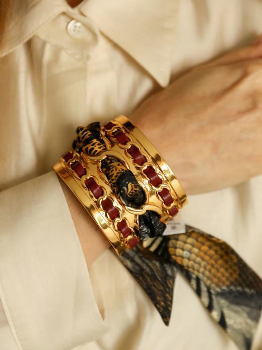 订购8周到｜AN-NEE-Décembre Bordeaux-幻境旷野 4cm 丝巾手镯［法国设计师］ 商品图0