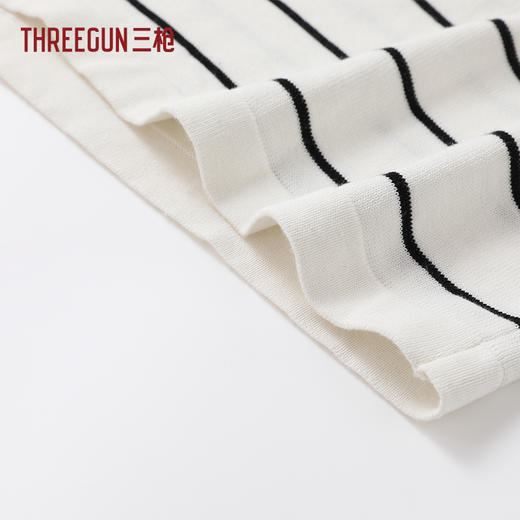 Threegun三枪 彩条莱赛尔圆领女衫-T20199A01 商品图4