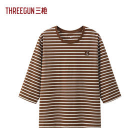 Threegun三枪 彩条冰泉棉圆领中袖女衫-T20197A01