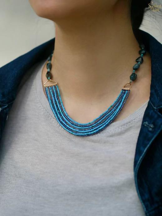 SpoiledBrat Jewelry 蓝晶石 海蓝宝 绿松石多层次重工精致项链 商品图1