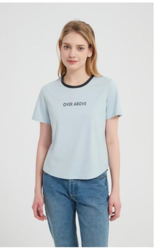 FF竹纤维莱赛尔女士圆领拼色短袖8075 商品图1