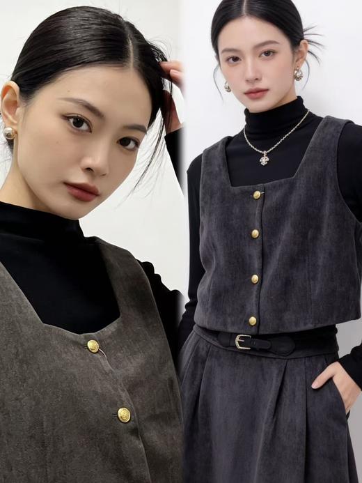 418良粉节|2026 活动爆款 活动爆款～【自营】衣周期～（三件套）Q78雪尼尔马甲➕半高领打底衫➕半身裙套装-喜出 商品图8