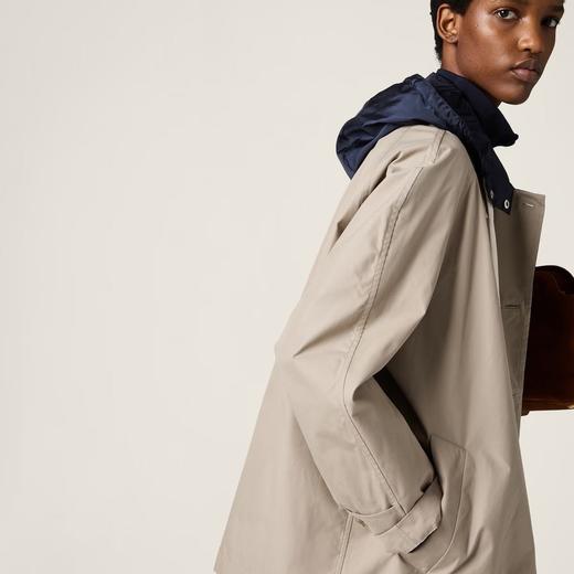 MIU  PANAMA棉 双面穿连帽茧型短风衣 商品图5