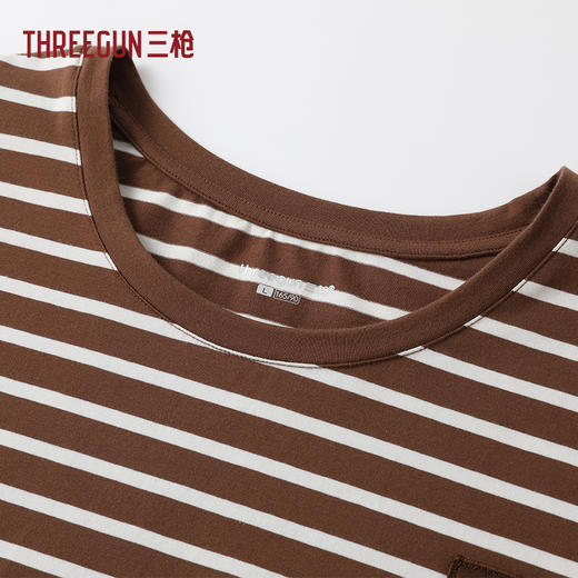 Threegun三枪 彩条冰泉棉圆领中袖女衫-T20197A01 商品图8