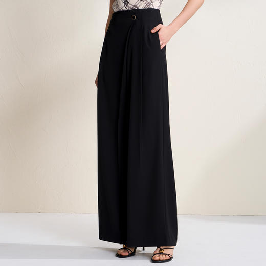 EITIE爱特爱高腰直筒垂坠显瘦遮肉阔腿干练通勤休闲裤2026夏新款B2605204 商品图2