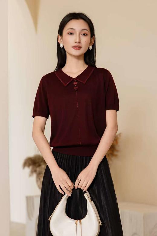 女装26春夏新品反领天丝针织短袖2290-20669 商品图2