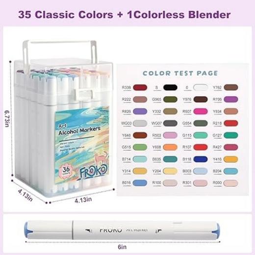 美国2026年新款高品质 FROKO 36色双头艺术马克笔 带便携盒 绘画/着色马克笔 书籍绘画 卡片制作 商品图3