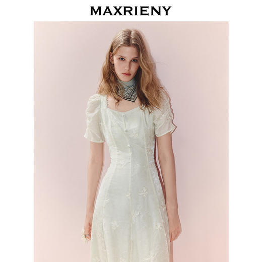 MAXRIENY法式优雅风收腰连衣裙25秋款浪漫度风假裙子蝴蝶刺绣长裙(货号:MZ86DR256) 商品图2