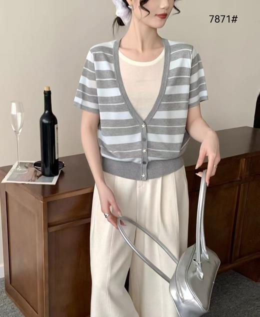 女装26春夏新品假两件亚麻短袖2291-7871 商品图0