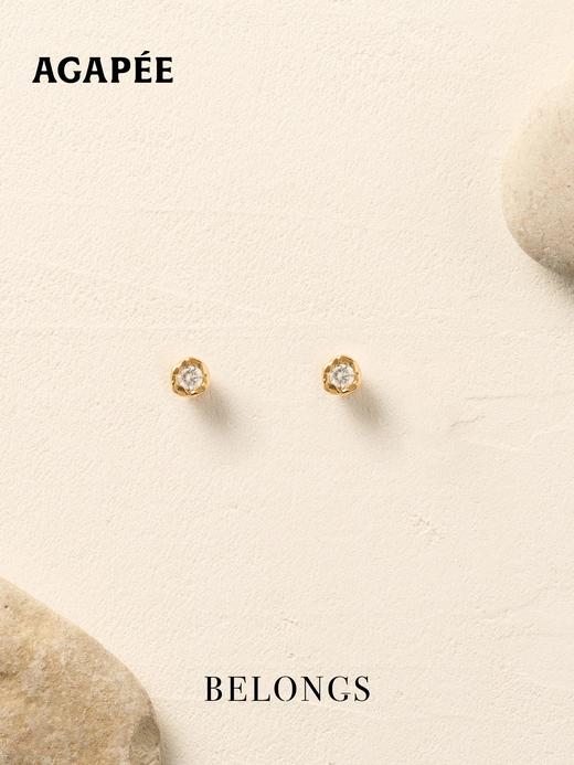 北京仓｜Agapee-ADA-金色 不规则 钻石 耳钉［法国设计师］ 商品图1