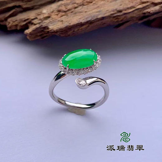 派瑞翡翠 18k金翡翠戒指 冰种 绿色 商品图0