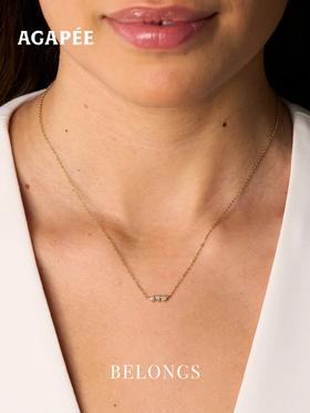 北京仓｜Agapee-ELINA-不规则 钻石 条形 吊坠 项链［法国设计师］