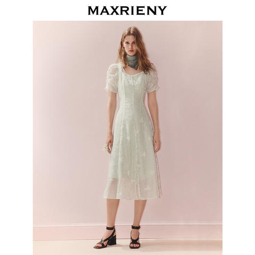 MAXRIENY法式优雅风收腰连衣裙25秋款浪漫度风假裙子蝴蝶刺绣长裙(货号:MZ86DR256) 商品图1