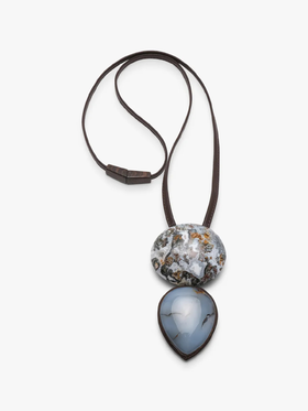 订购8周到｜MONIES-OOAK-玛瑙 碧玉 皮革 吊坠 项链［丹麦设计师］