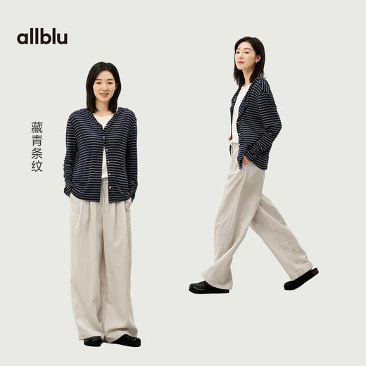 【夏Vol.1】allblu女装“夏天的透气配方”26春夏【桉树羊毛】条纹开衫ZY 商品图3