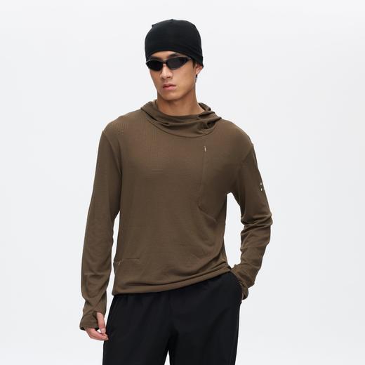 Oneup弹力网眼华夫格连帽套头长袖 商品图1