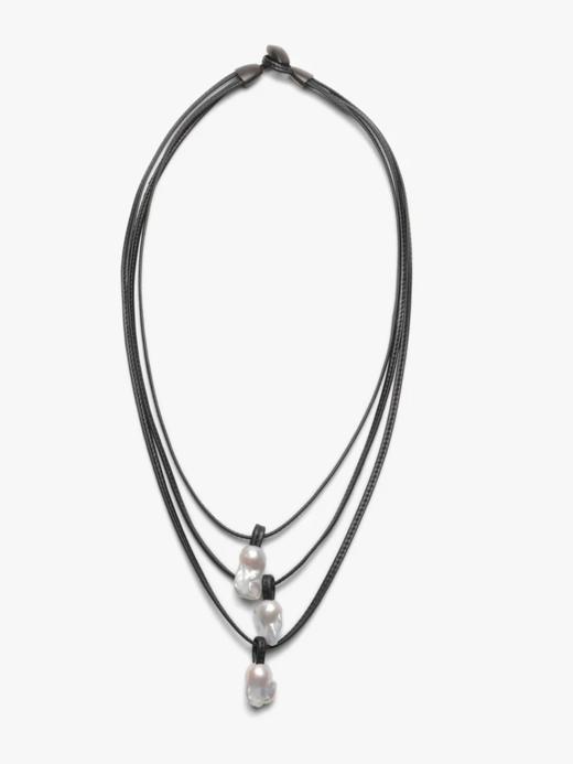 订购8周到｜MONIES-Mint-Albea 巴洛克珍珠 橡木 皮革 项链［丹麦设计师］ 商品图0