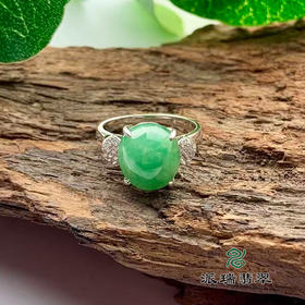 派瑞翡翠 18k金翡翠戒指 糯种 绿色