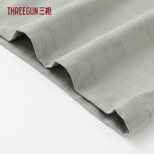 Threegun三枪 密棉格纹翻领开襟短袖长裤男家居套-T80137D01 商品图2
