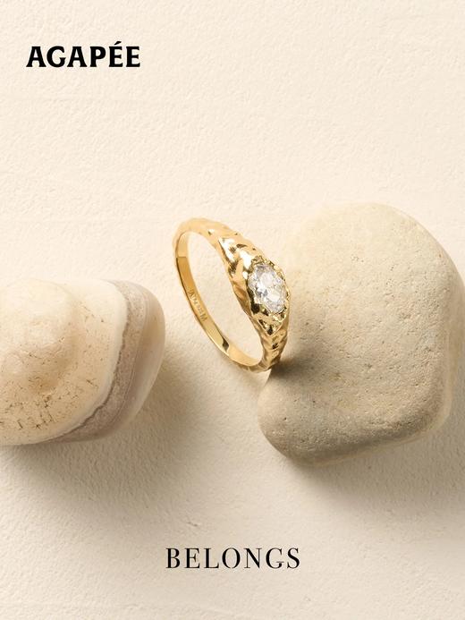 北京仓｜Agapee-MARIA-金色 锤纹 白色锆石 戒指［法国设计师］ 商品图1